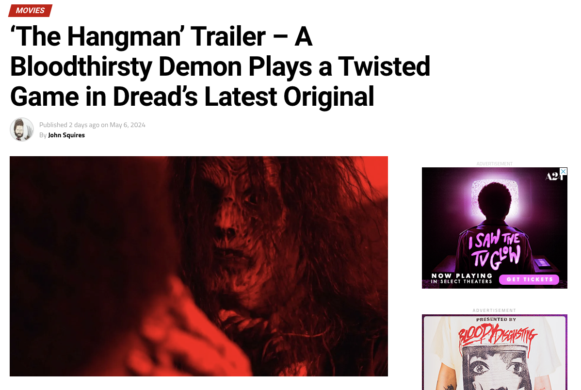 ‘The Hangman’ Trailer – A Bloodthirsty Demon Plays a Twisted Game in Dread’s Latest Original